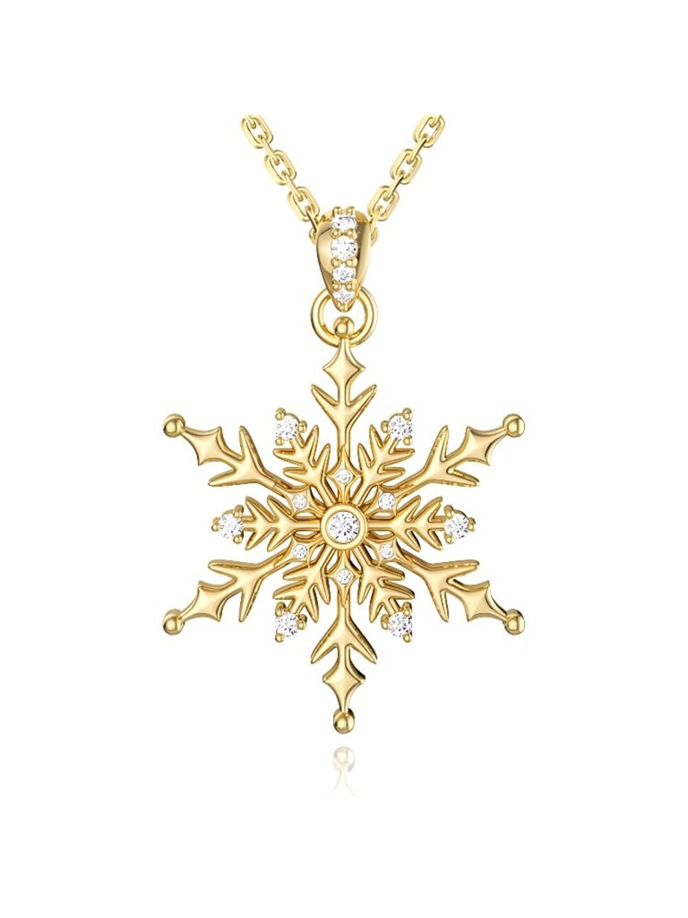 Gold Snowflake Necklace for Women, Sterling Silver Gold Snowflake Jewelry with
